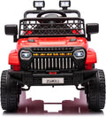 12V Ride On Car for Kids Electric Vehicle Toddlers Battery Powered Truck Car Toy with Remote Control, 4-Wheel Suspension, Battery Display, LED Lights, Music, for Boys Girls, Red