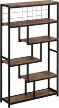 IRONCK Bookshelves 6 Tiers, Industrial Etagere Heavy Duty Shelves for Living Rooom, Office Storage Geomeric Display Boocase, Vintage Brown