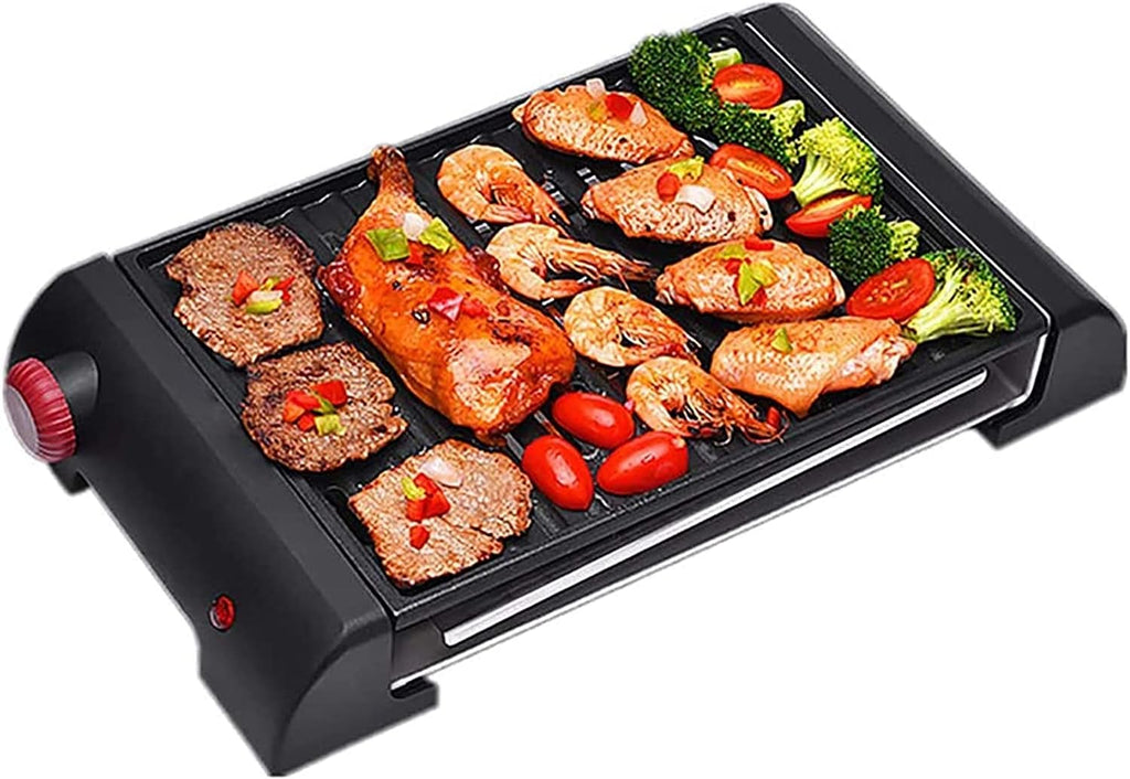 Smokeless Electric Grill Indoor BBQ Filled Drip Tray Reduced Odour Smoke,Household Nonstick Electric Griddle
