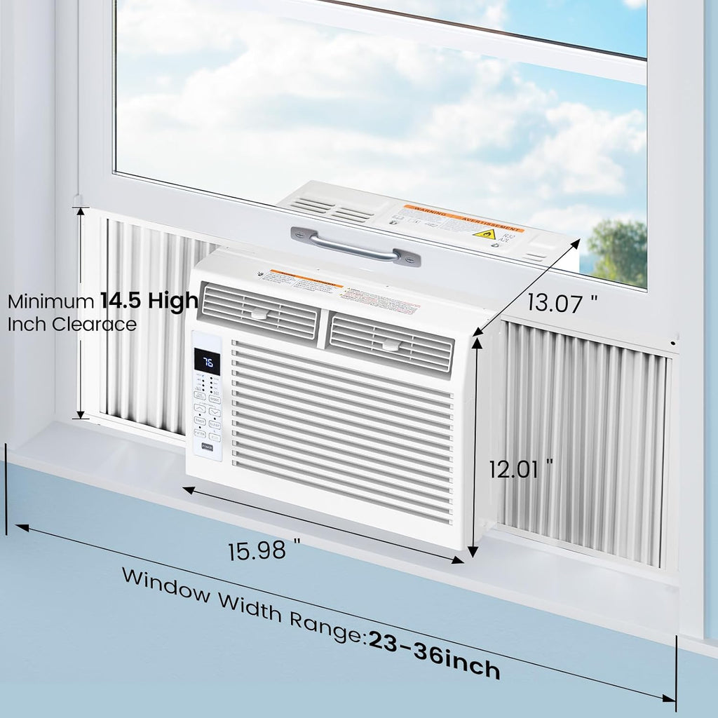 Electactic 6,000 BTU Window Air Conditioner, Window AC Unit with Cooling, Dry Function, 4 Fan Speeds, 24H Timer & Sleep Mode, Cools Up to 250 Sq.ft for Bedroom, Living Room, Office