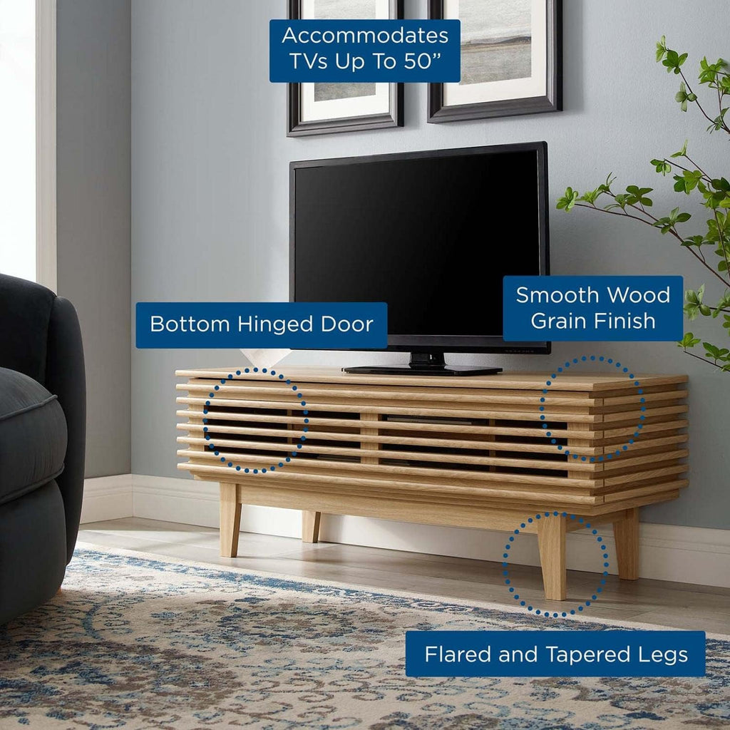 Modway Render Mid-Century Modern Low Profile 46 Inch TV Stand in Oak, 46'