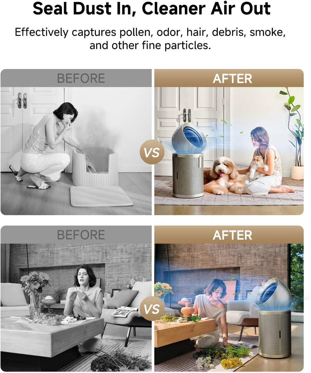 Dreame Smart Air Purifier for Home Large Room, Cleans 7,534 ft² in One Hour with 4 Filters, Dual-way Air Oulets, Al Tracking, Air Quality Monitor with 7 Sensors, 3-in-1 Purifier, Heater & Fan, PM20