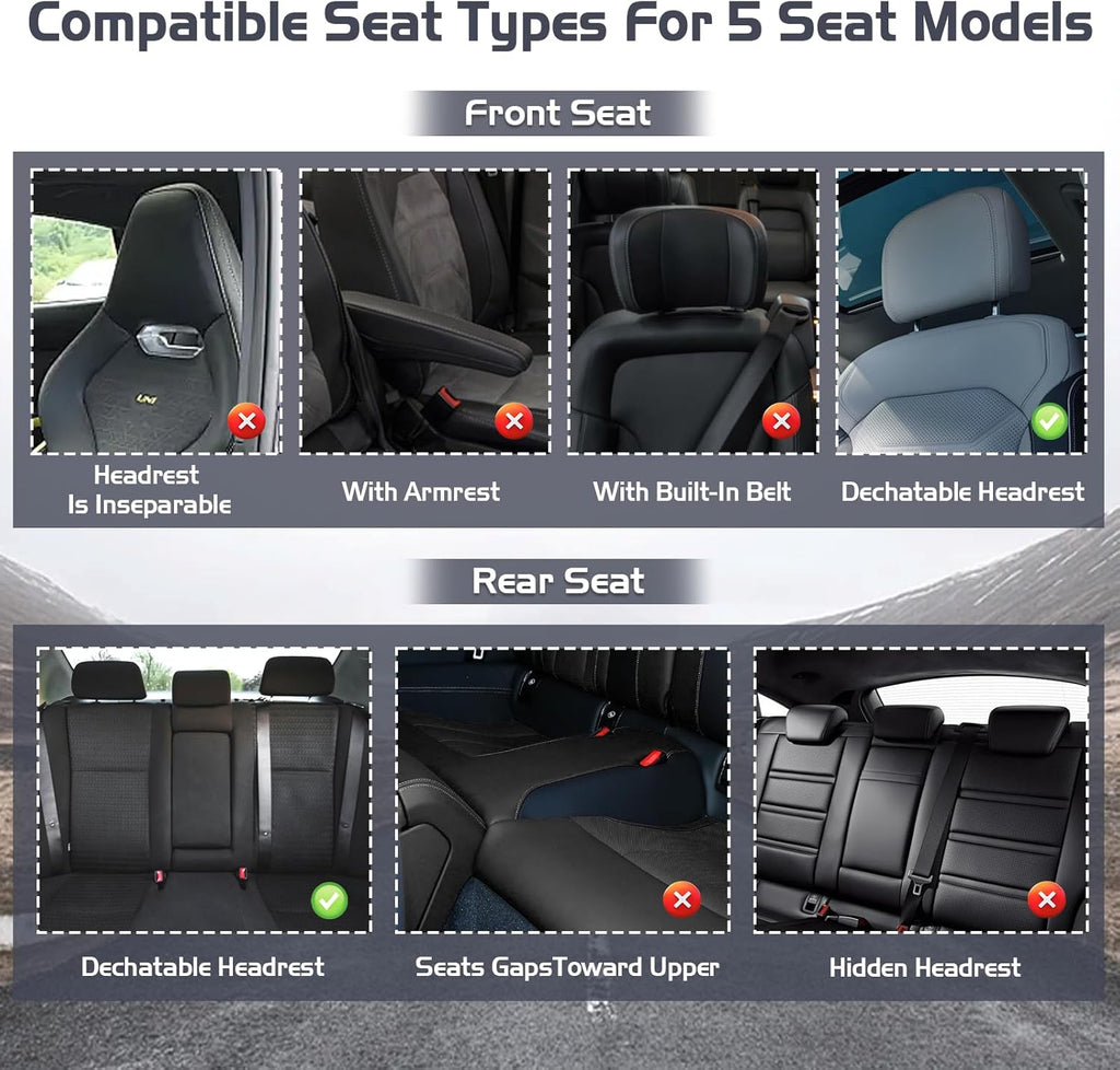 Car Seat Covers for Dodge Dart 2013-2016, Waterproof Nappa Leather Full Set Seat Cover, Anti-Slip and Comfortable Automotive Seat Protector&Accessories(Black Gray)