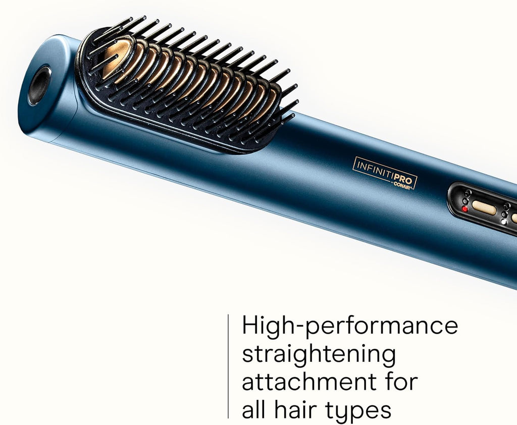 Infiniti PRO CONAIR DigitalAIRE Hair Dryer Drying Wand, Straightener and Styler, Ionic All-in-One Digital Motor Blow Dryer, Includes 3 High-Performance Attachments, Dark Blue