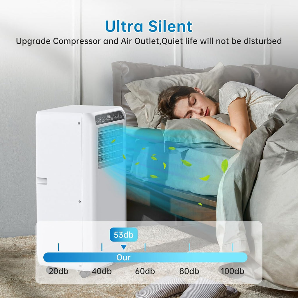 GarveeTech 8000 BTU Portable Air Conditioner, 3 in 1 AC Unit for 350 Sq.Ft. with Built In Dehumidifier, 2 Speed Fan, Timer, Remote, Led Display, Small Air Cooler for Bedroom RV, White