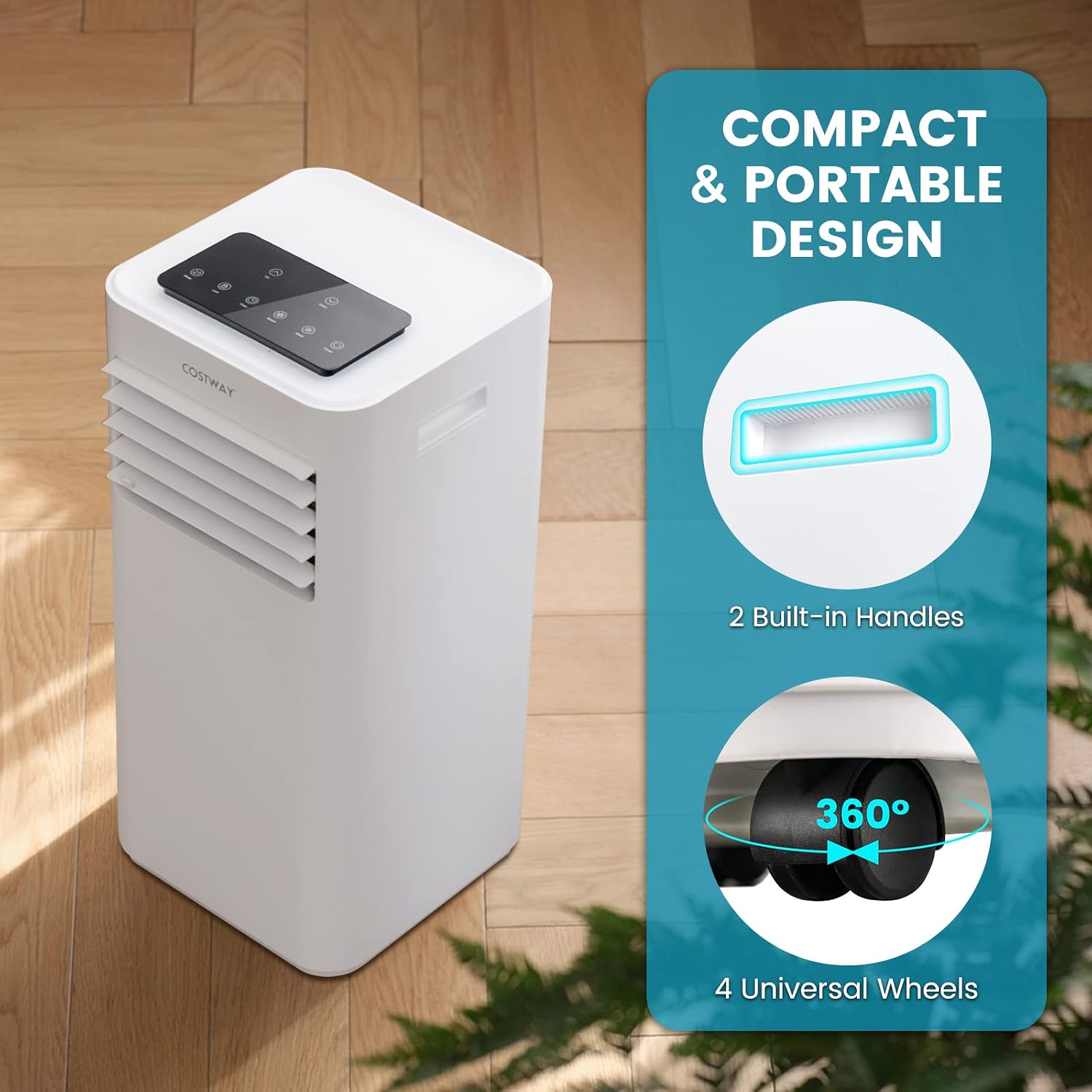 COSTWAY 10000 BTU Portable Air Conditioner, 3 in 1 AC Unit, Fan & Dehumidifier w/Sleep Mode, 24H Timer, LED Display, Child Lock, Remote Control & Window Kit for Bedroom, Office, Dorm (10000BTU)