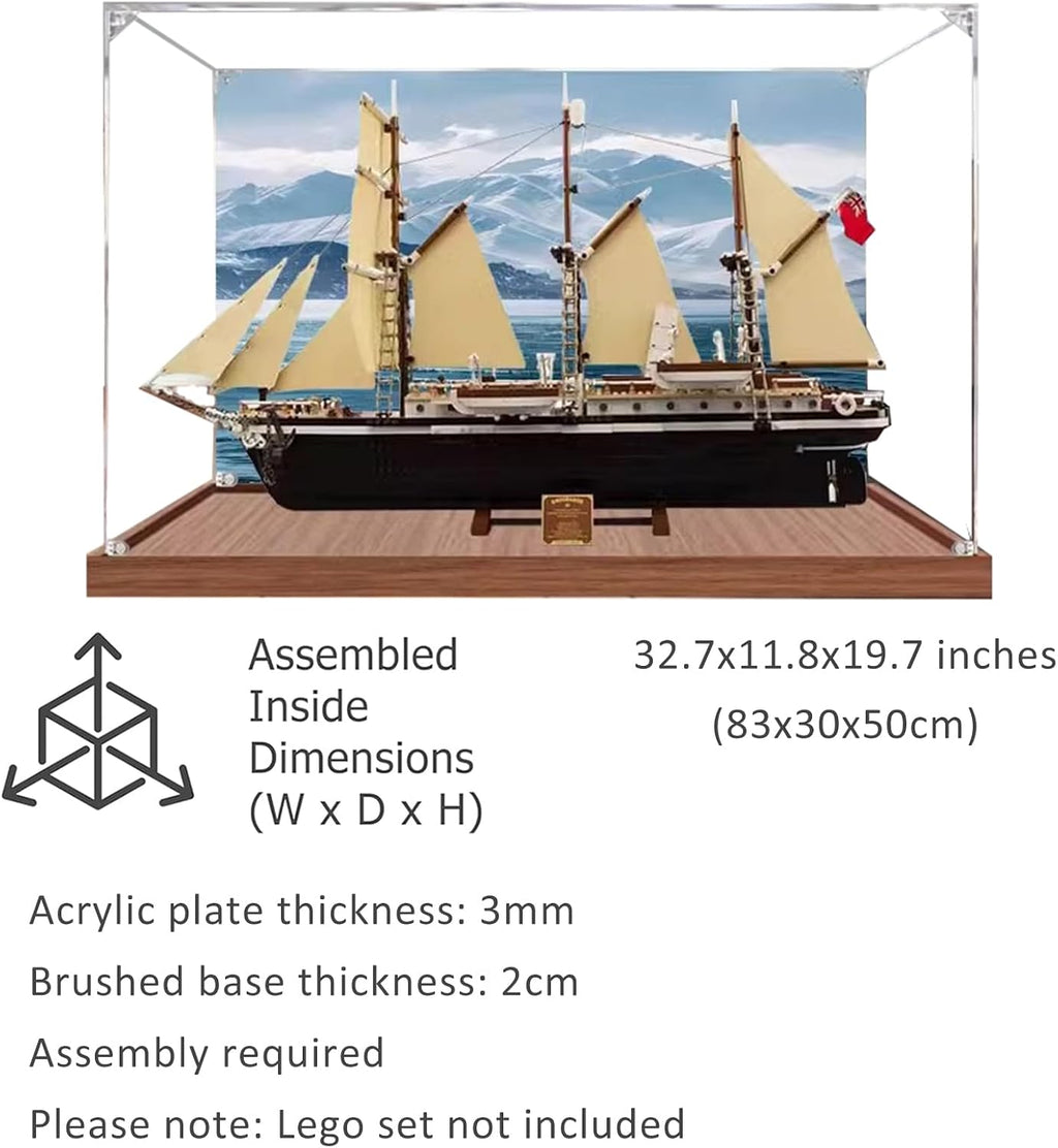 Acrylic Display Case Applies to Lego 10335 The Endurance Ship Collectibles, 3Mm Thickened Acrylic Sheet Clear Dustproof Display Box (ONLY Box, NOT Model),Back Panel