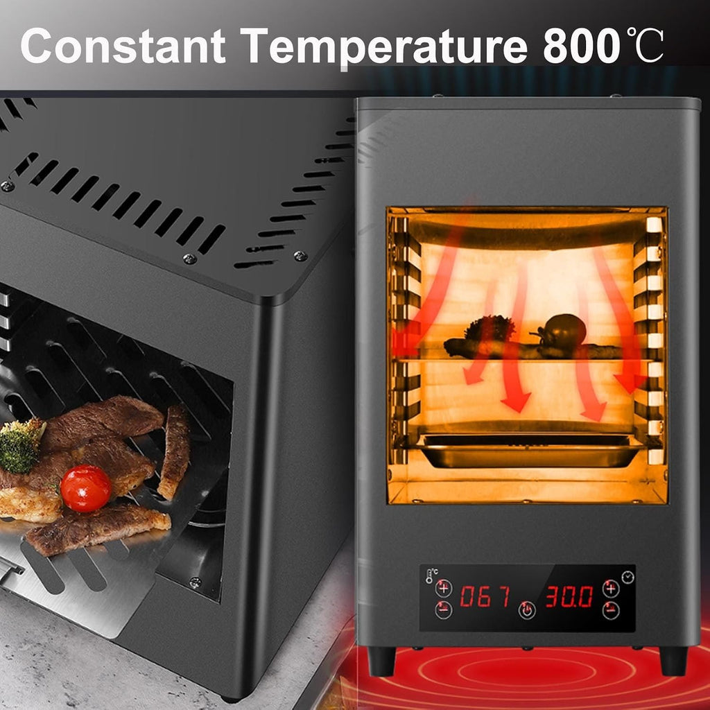 1700w Electric Steak Broiler -8-Layer Grill,Portable Table Top Steak Searer,Stainless Steel Small Camping Oven Steak Cooker Machine-Touch Button/800℃ High Temperature,B