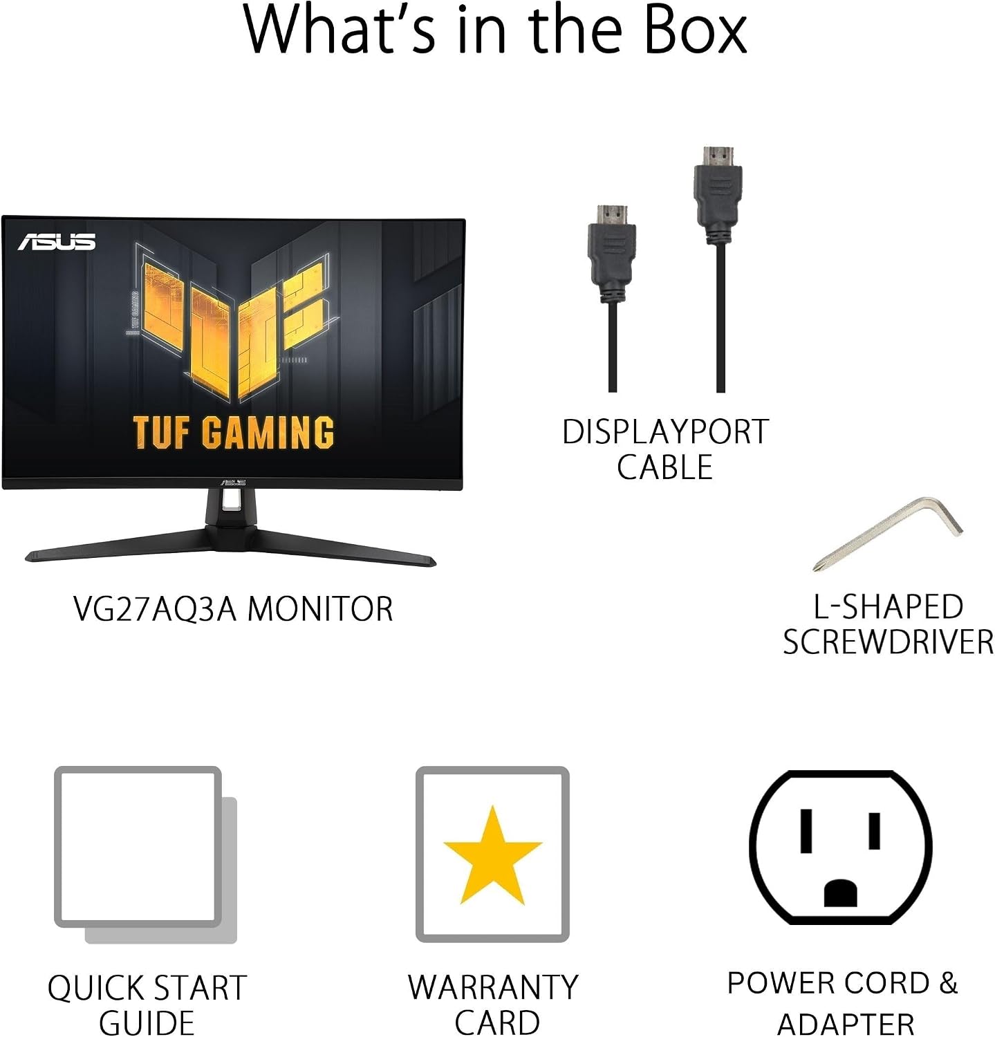 ASUS TUF Gaming 27' 1440P HDR Monitor (VG27AQ3A) – QHD (2560 x 1440), 180Hz, 1ms, Fast IPS, 130% sRGB, Extreme Low Motion Blur Sync, Speakers, Freesync Premium, G-SYNC Compatible, HDMI, DisplayPort