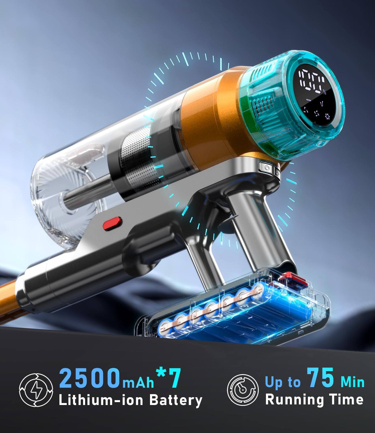 MBYULO Cordless Vacuum Cleaner for Home 600W 60Kpa Upgraded Powerful Stick Vacuum Up to 75Mins, Anti-Tangle & Wall Mount Charging, 8 in 1 Lightweight Vacuum Cleaners for Home/Pet Hair/Carpets/Floors