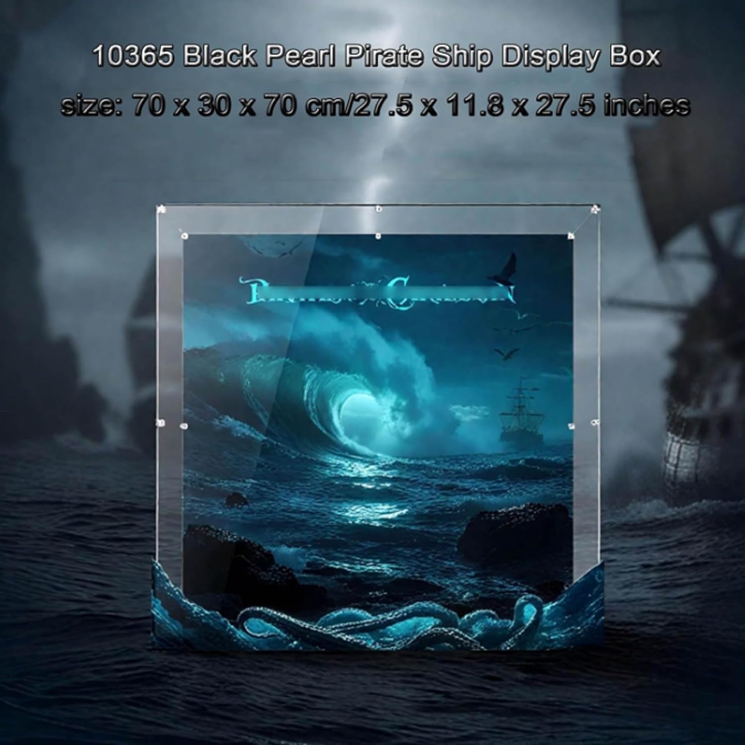 Acrylic Display Case for Lego 10365 Black Pearl Ship, Dustproof Box, Storage Box, Transparent Box, Display Box Compatible with 10365 (Box Only) (Background B)