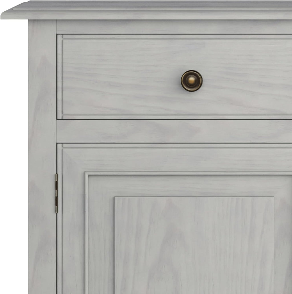 SIMPLIHOME Connaught 40-inch Wide Solid Wood Storage Cabinet in Fog Grey for Entryway, Living Room, Organizer for Hats, Gloves, Shoes, Keys, Slim Design, Traditional Style