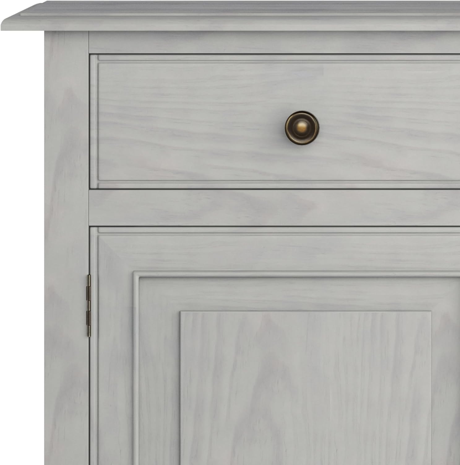 SIMPLIHOME Connaught 40-inch Wide Solid Wood Storage Cabinet in Fog Grey for Entryway, Living Room, Organizer for Hats, Gloves, Shoes, Keys, Slim Design, Traditional Style