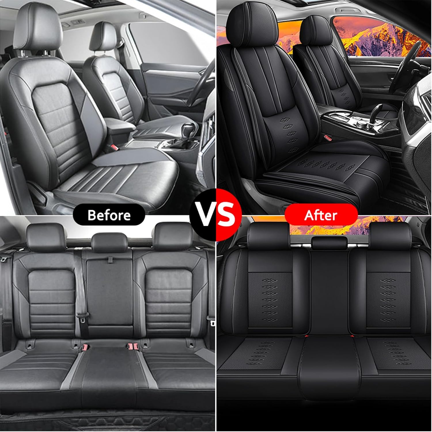 Leather Seat Covers for Lexus LS 460 2007-2017,Premium Car Seat Covers Full Set,Waterproof Car Seat Protectors with Airbag,Comfort Interior Cover Seats for Cars(Black)