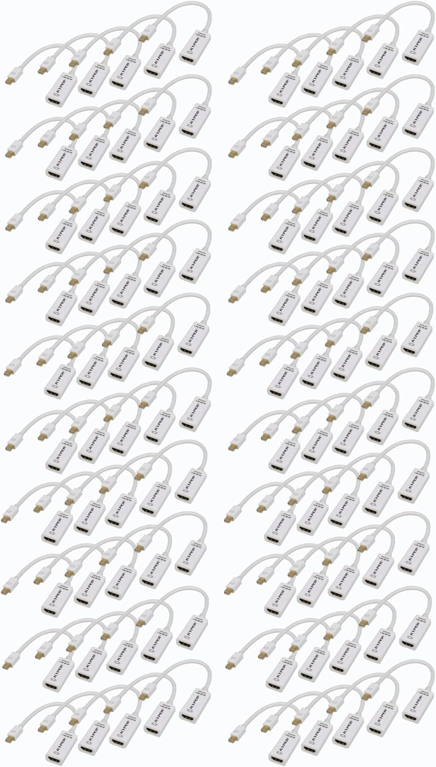 Kyper USKyper-2788 (100 Pack) 4K Mini DisplayPort to HDMI Adapter 4K@30Hz Mini DP MDP Thunderbolt 1/2 Compatible with MacBook Pro 2010-15/Air 2008-17 Surface Pro 1-6 Dell XPS 13 15 ThinkPad T + More