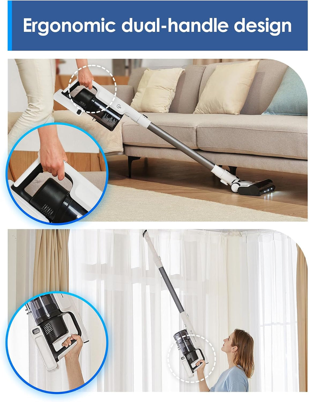 Tineco A30S Cordless Vacuum Cleaner, 160W Suction, 60Min Runtime, 1L Larger Dustbin, ZeroTangle Brush, PureCyclone Tech, Stick Vacuum Cleaner for Pet Hair, Carpet & Hard Floor