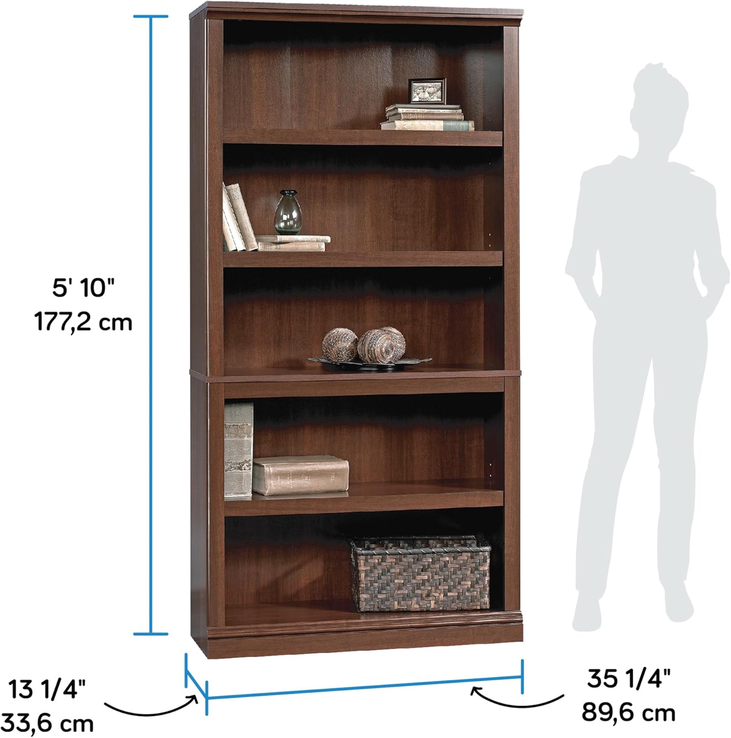 Sauder Miscellaneous Storage 5-Shelf Bookcase/ Book shelf, Select Cherry finish