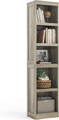 LINSY HOME 5-Shelf Bookcase, Narrow Bookshelves Floor Standing Storage Shelves 68 in Tall Bookcase Home Decor Furniture for Home Office, Living Room, Bed Room - Light Brown