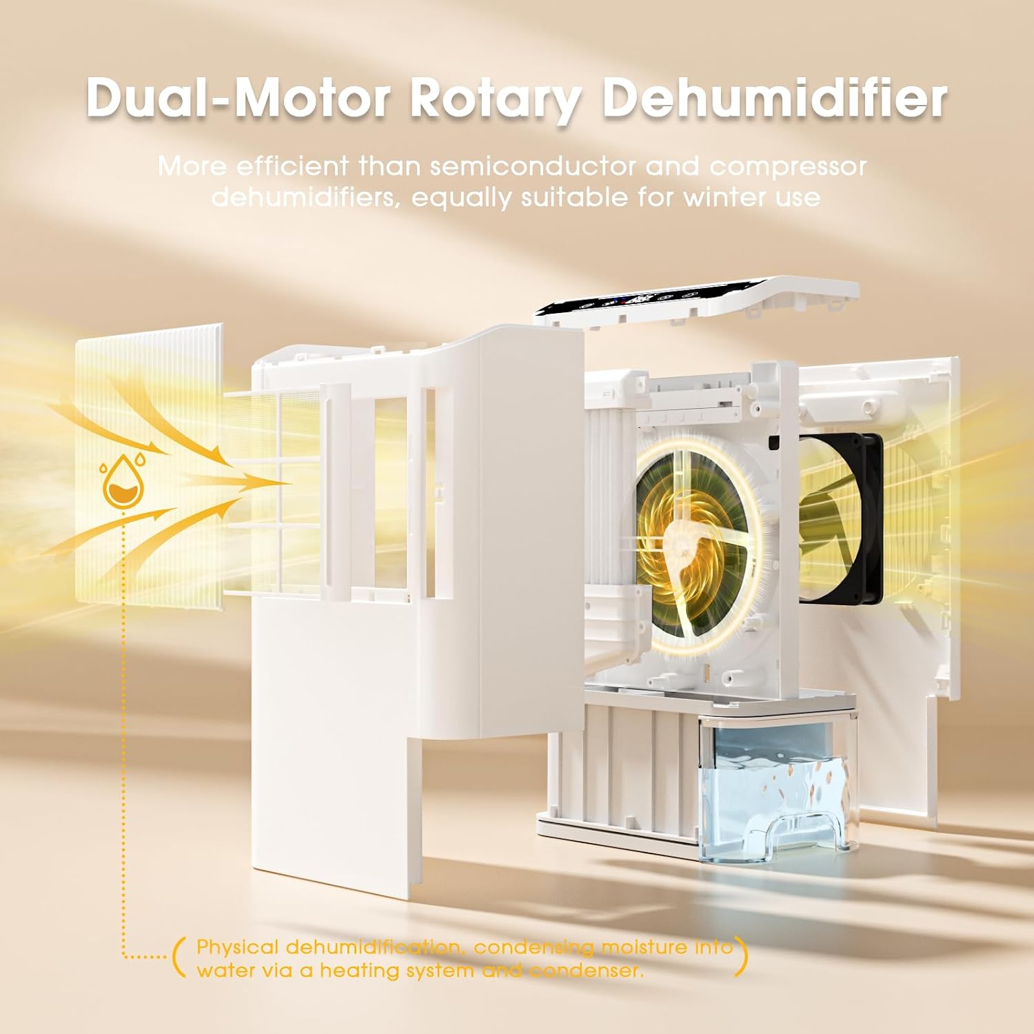 Dehumidifiers for Home, 2000 Sq.Ft Small Dehumidifier with 3.3ft Drain Hose, 2.5L Tank, Timer Sleep Mode, Portable Dehumidifier for Basement, Bedroom, Bathroom (Beige)
