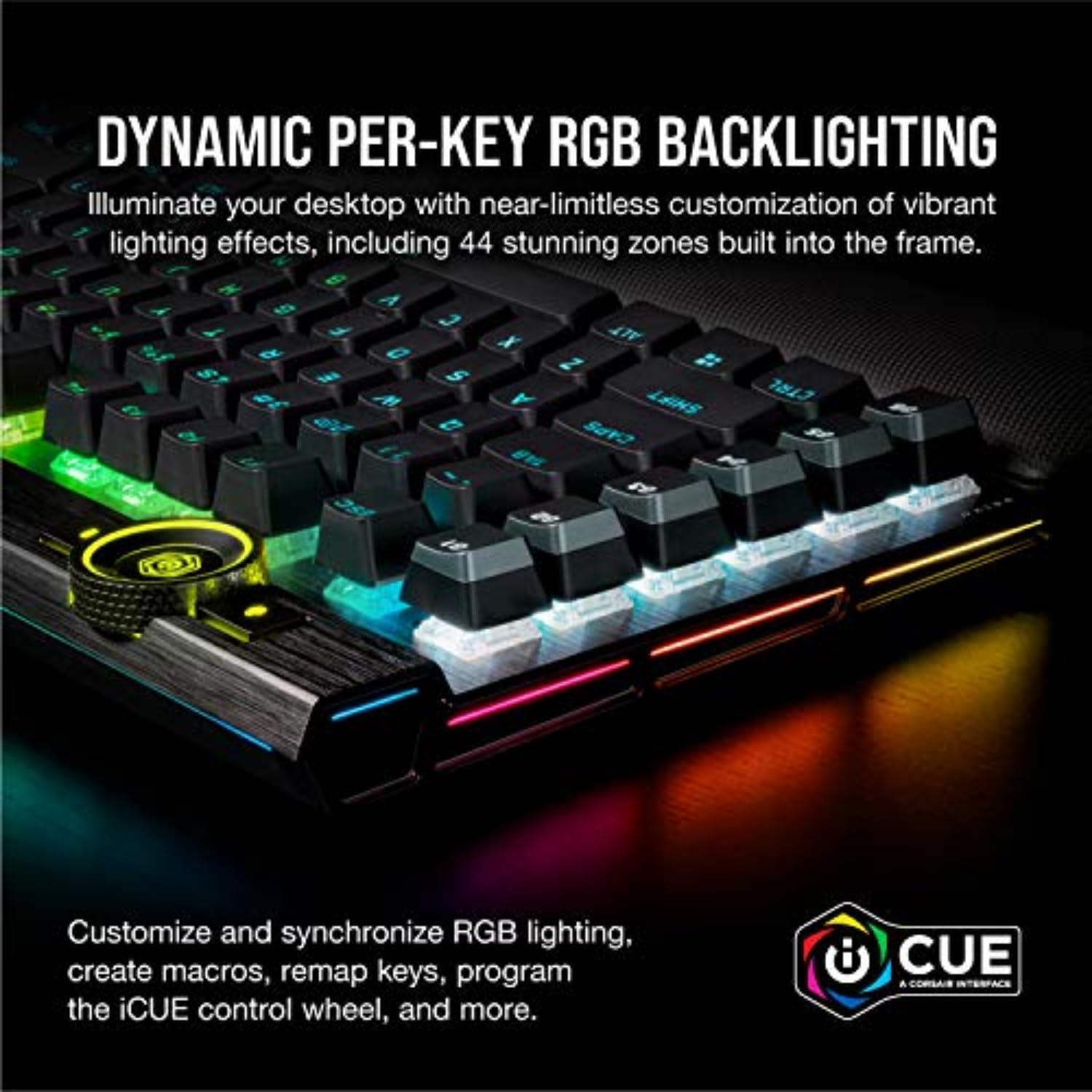 Corsair K100 RGB Mechanical Gaming Keyboard - Cherry MX Speed RGB Silver Keyswitches - PBT Double-Shot Keycaps - Elgato Stream Deck and iCUE Compatible - QWERTY NA Layout - Black