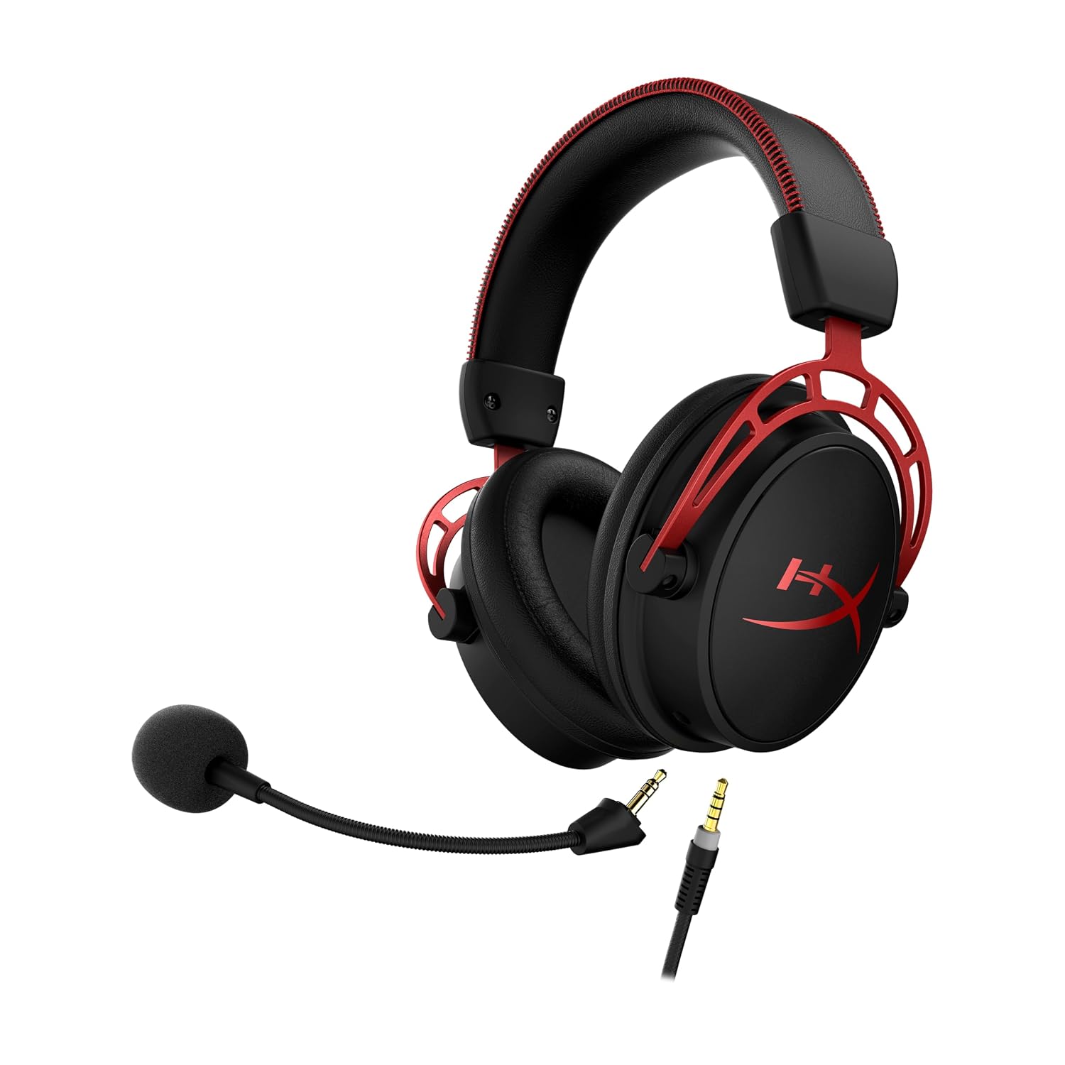 HyperX Cloud Alpha - Gaming Headset,Dual Chamber Drivers,Legendary Comfort,Aluminum Frame,Detachable Microphone,Works on PC,PS4,PS5,Xbox One/Series X|S,Nintendo Switch and Mobile – Red,(Pack of 10)