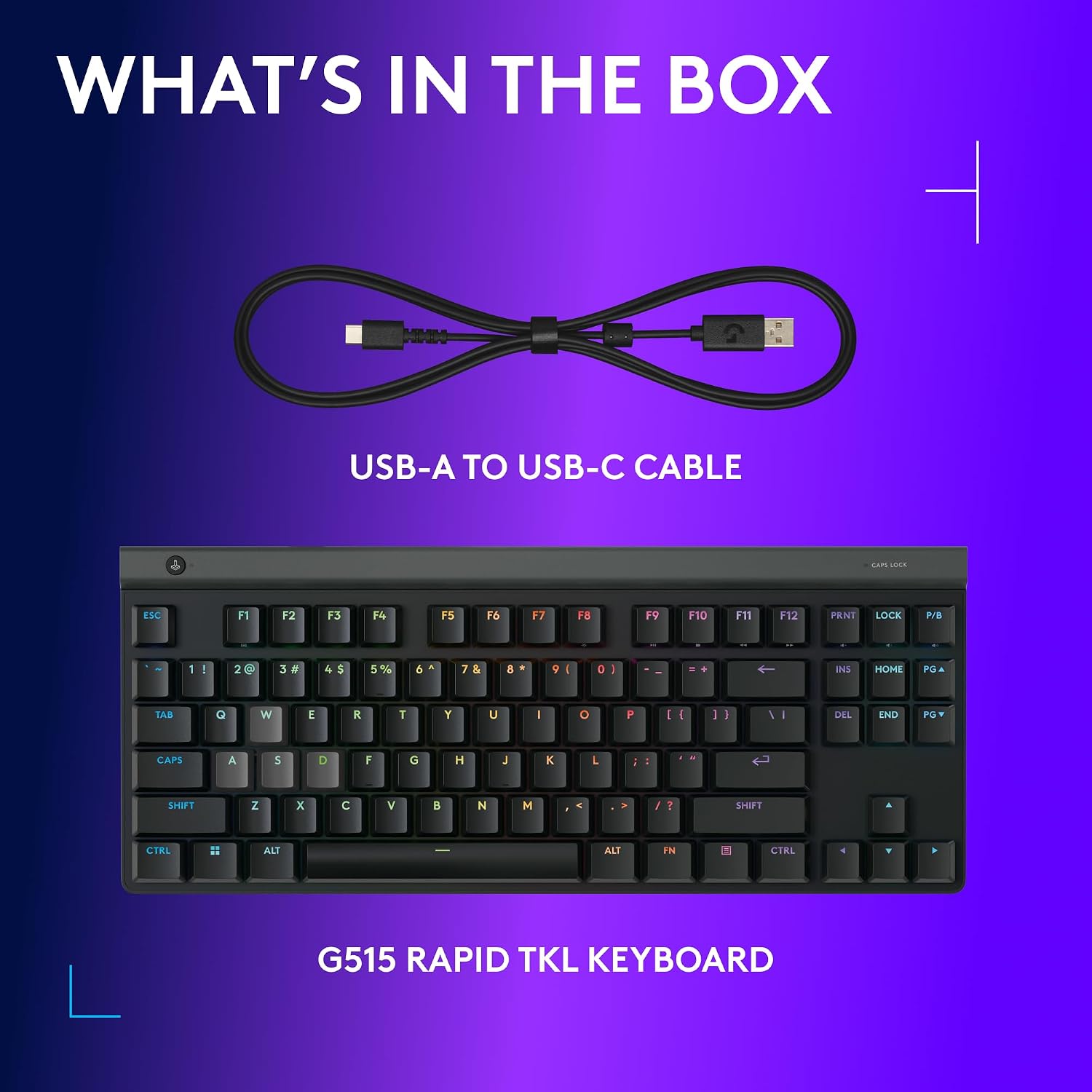 Logitech G515 Rapid TKL Low-Profile Wired Gaming Keyboard, Fully Customizable PC Gaming Keyboard with Analog Low-Profile Switches, Rapid Trigger, Ultra-Slim, for USB-A Port - Black
