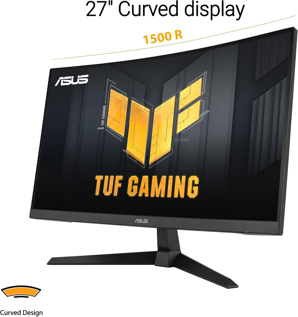 ASUS TUF Gaming 27' 1080P Curved Monitor (VG27VQ3B) – Full HD, 180Hz, 1ms, Extreme Low Motion Blur Sync, FreeSync, 1500R Curvature, Eye Care, 90% DCI-P3, DisplayWidget, 3 yr Warranty