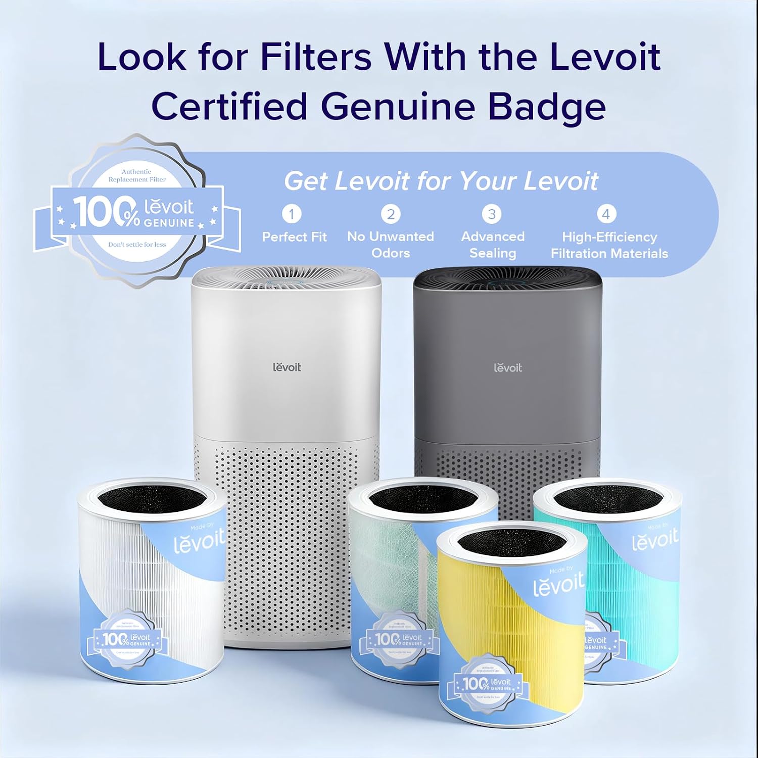 Levoit Air Purifiers for Home Large Room Up to 2933 Ft² With HEPA Sleep Mode, AHAM VERIFIDE, Smart WIFI, PM2.5 Monitor, 3-in-1 Filter For Smoke, Pet Allergies, Dust, Alexa Control, Core 600S-P, Grey