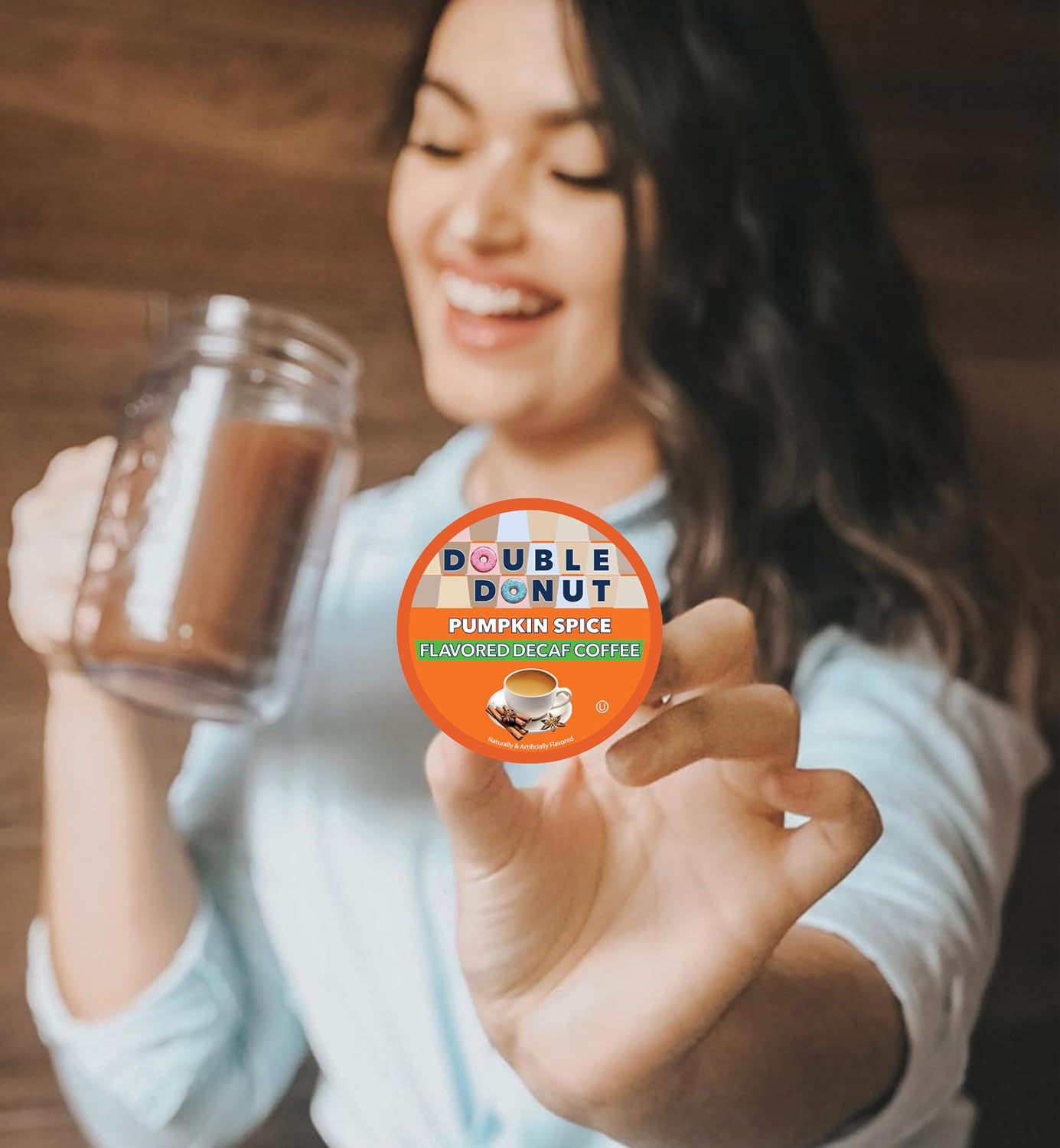 Double Donut Coffee Decaf Coffee Pods, Medium Roast Pumpkin Spice Flavored, Single Server coffee for Keurig K-Cup Machines, 200 Count