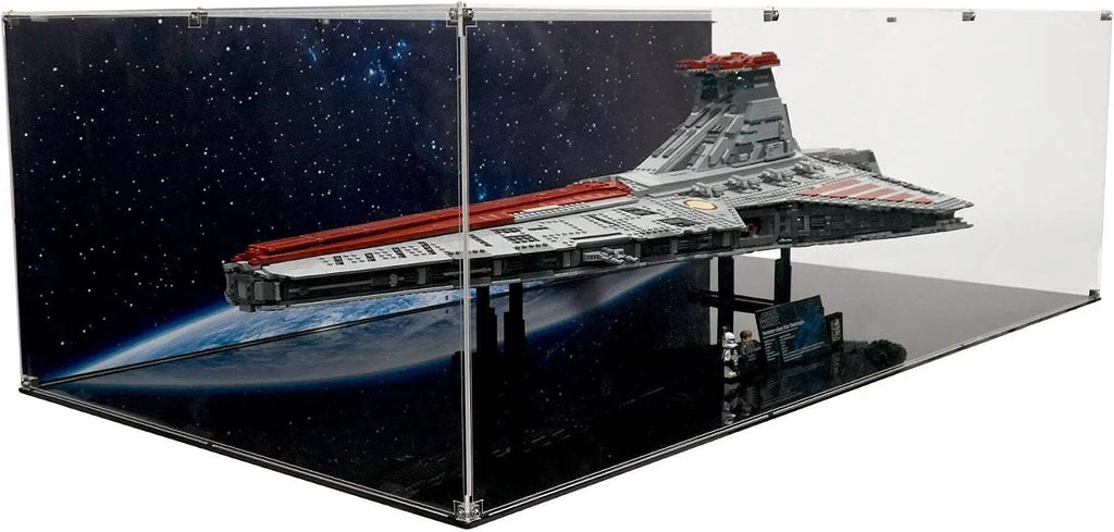 Display Case Compatible with Lego 75367 - Venator-Class Republic Attack Cruiser - Acrylic Dustproof Showcase with Pre-Printed Background - Set Not Included