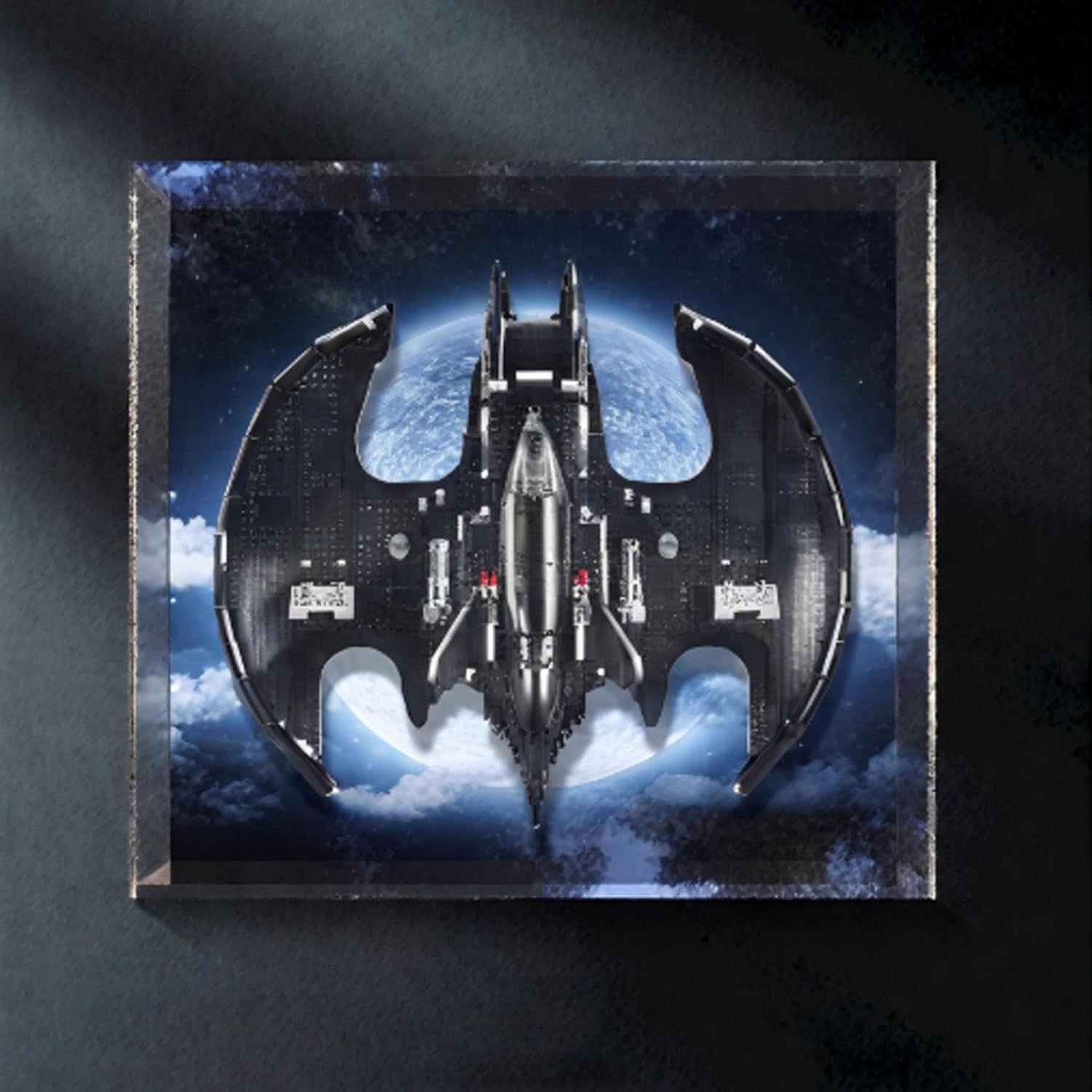 Acrylic Display Case for Lego 76161 Batwing Fighter Jet, Dustproof Box, Storage Box, Transparent Box, Display Box Compatible with 76161 (Box Only) (Black Background)