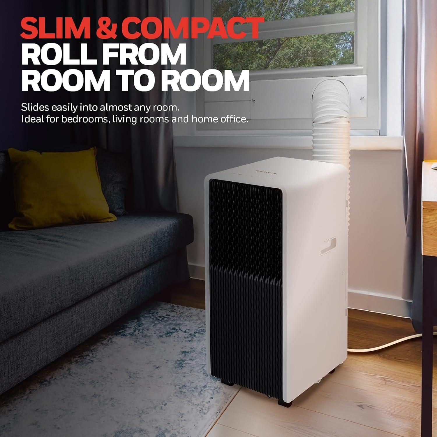 Honeywell 11,000 BTU Slim Portable AC with Fan, Dehumidifier – Cools Up to 500 Sq. Ft., HX2CESAWG8 (8,000 BTU SACC)