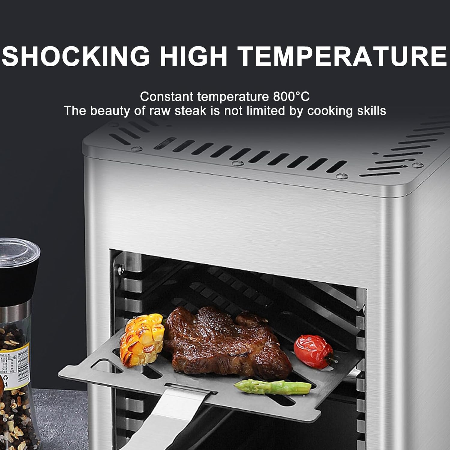 Indoor Countertop Broiler, 1700W 3400W Electric Grill, 800°C Constant Temperature Electric Oven, Adjustable Time Temperature, for Toast, and Broil Chicken, Beef, Pork, and Vegetables,NPJ-003-110V