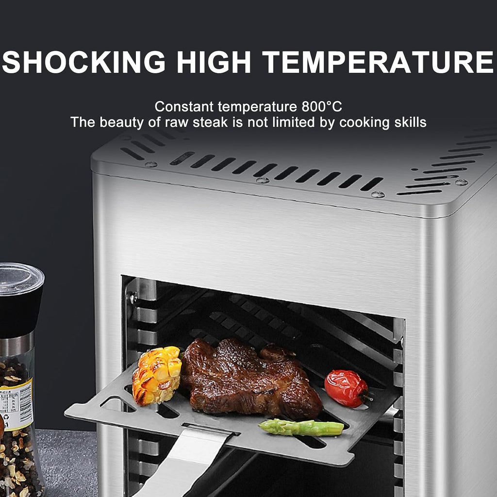 Indoor Countertop Broiler, 1700W 3400W Electric Grill, 800°C Constant Temperature Electric Oven, Adjustable Time Temperature, for Toast, and Broil Chicken, Beef, Pork, and Vegetables,NPJ-003-220V