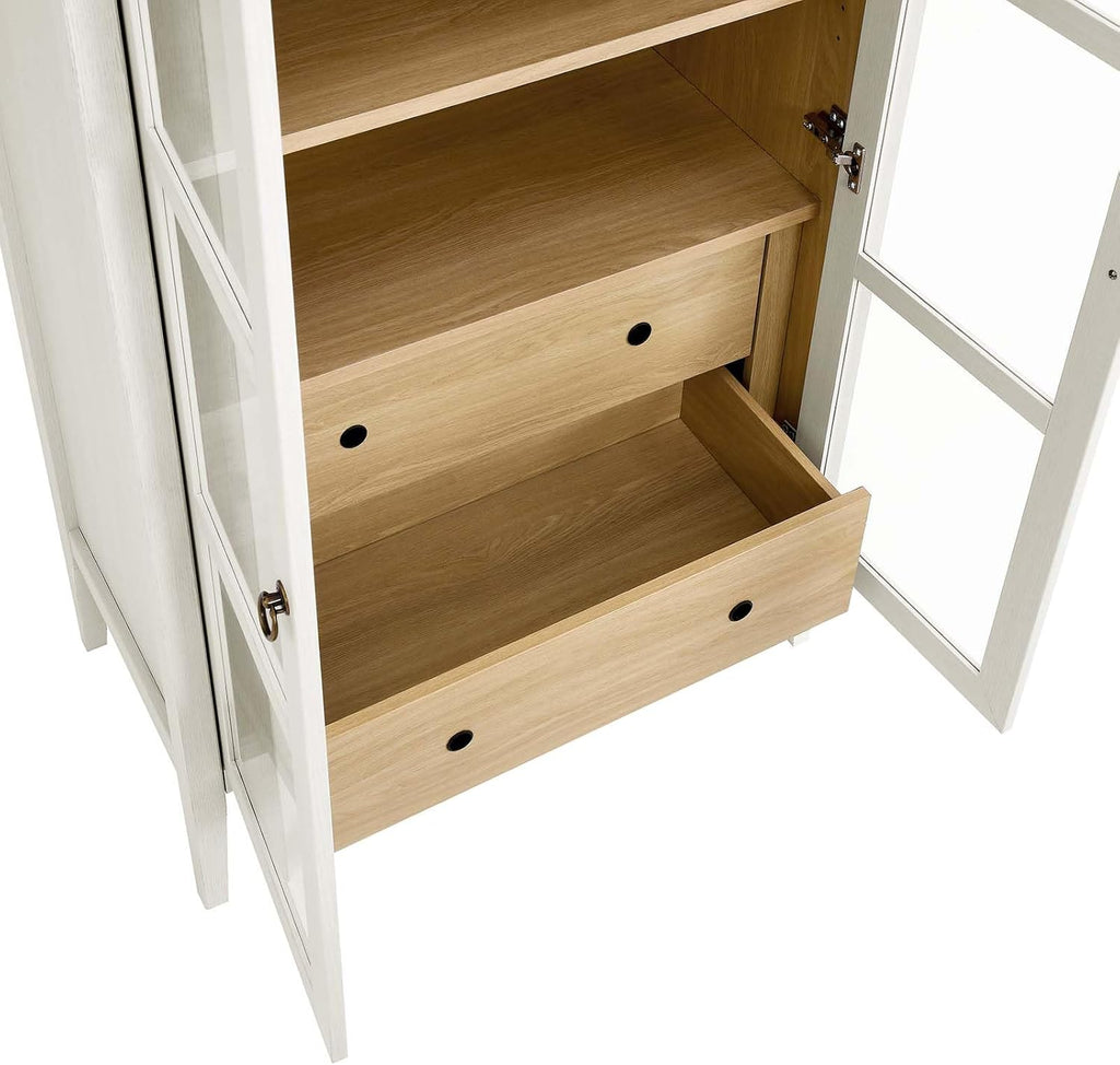 Modway EEI-6639-WHI-OAK Nolan Tall Arched Storage Display Cabinet, White Oak