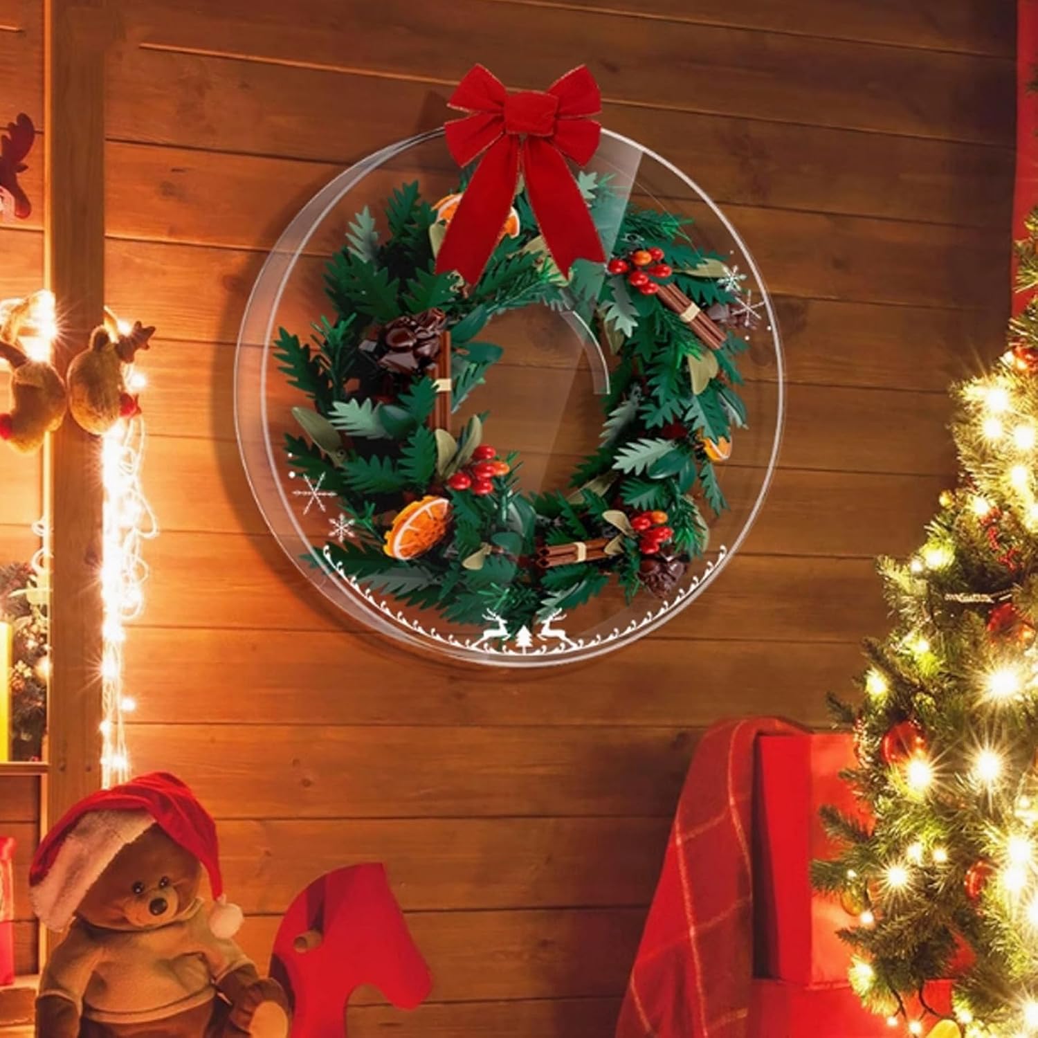Transparent Lego 10340 Christmas Wreath Dustproof Acrylic Display Case