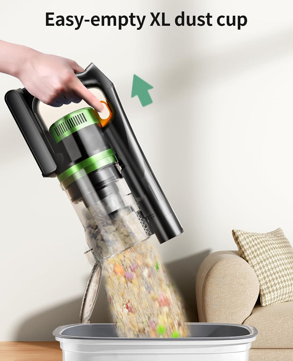 SunSare Cordless Vacuum Cleaner, 55KPa 650W 70Mins Vacuum Cleaner for Home, V-Anti-Tangle Stick Vacuum with Scented Tablet, Upgraded dust Emptying Cup, Vacuum Cordless for Pet Hair/Carpet/Floors