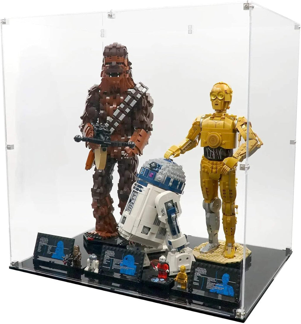 Display Case Compatible with 75398; 75379; 75371- C-3PO; R2-D2; Chewbacca - Lego Acrylic Display Stand - Set Not Included Printed Background Art
