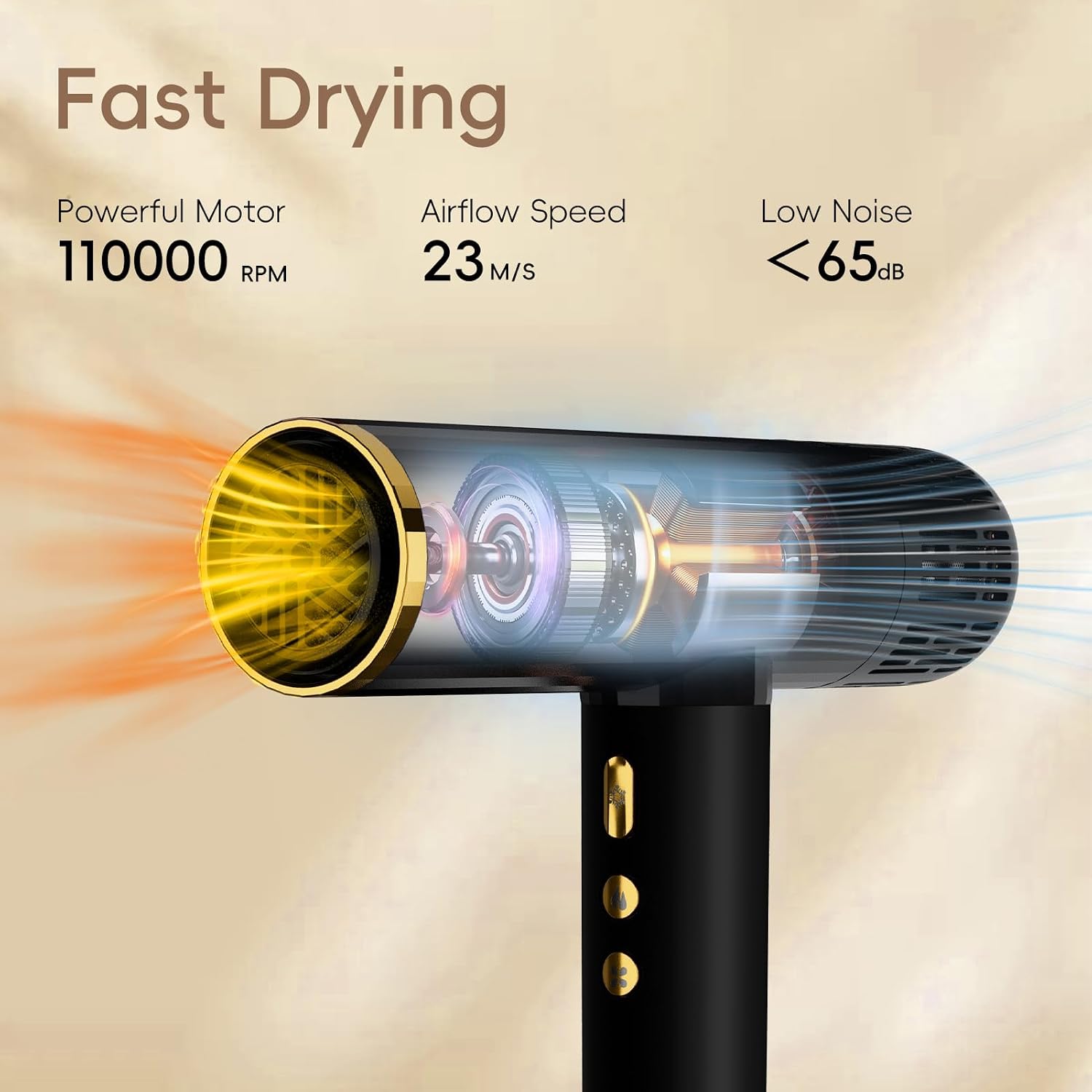 Nicebay Ionic Hair Dryer with diffuser for Curly Hair,1600W &110000RPM High-Speed Brushless Motor for Fast Drying,Professional Blow Dryer for Women,Low Noise,Lightweight,Lock Function,Travel HomeSalon