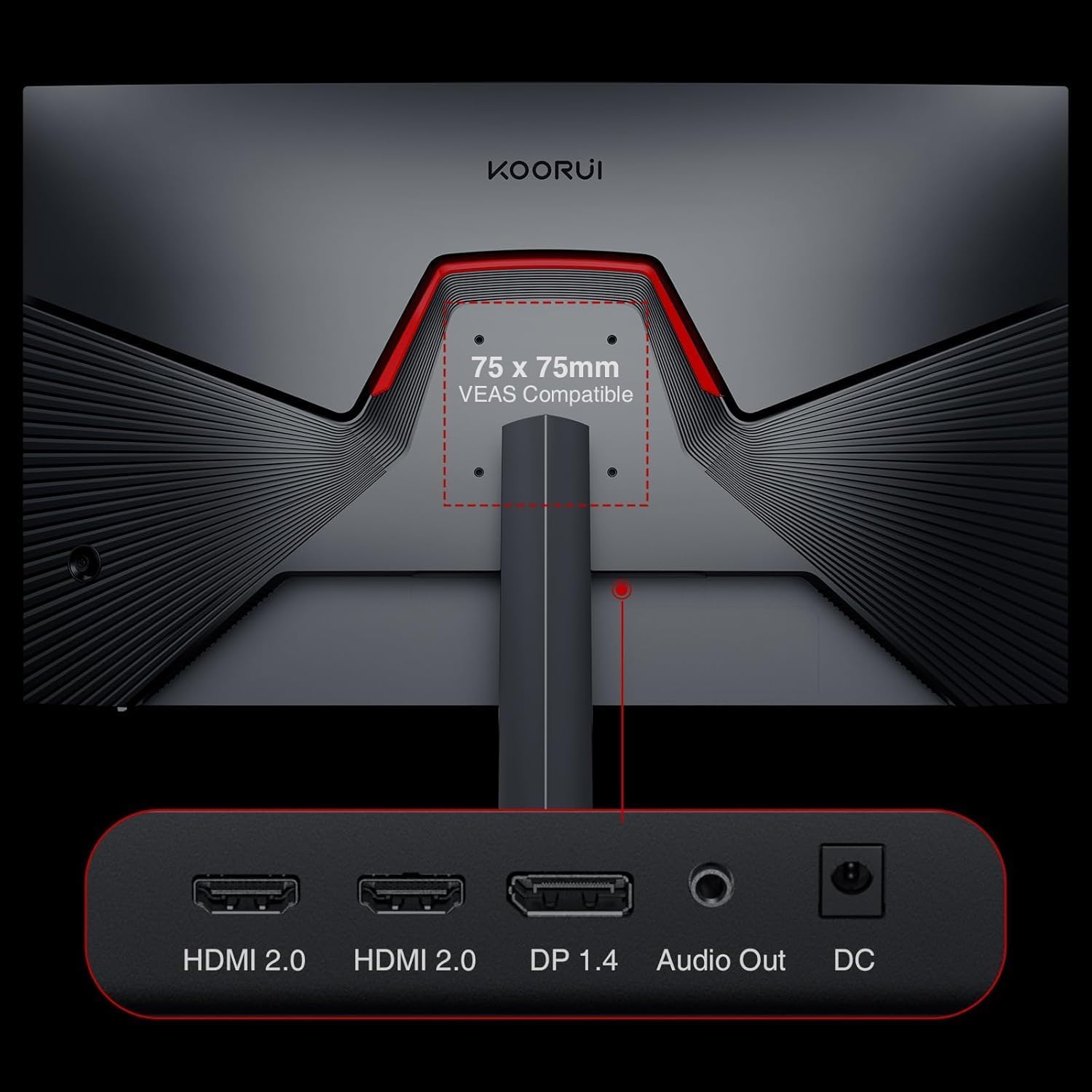 KOORUI 27'' 240Hz Gaming Monitor, Fast VA,1ms FHD 1080p, 95% DCI-P3 Adaptive Sync,DisplayPort 1.4 HDMI 2.0, Xbox PS5 Switch Ready, VESA, Tilt, Black, GN02