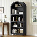 HOOBRO Arched Bookshelf, 70.9' Tall Arch Bookcase with Storage, 5-Tier Farmhouse Book Shelf, Modern Arched Cabinet, Wooden Bookshelf with Open Display Shelves for Living Room, Office, Black BK53SJ01