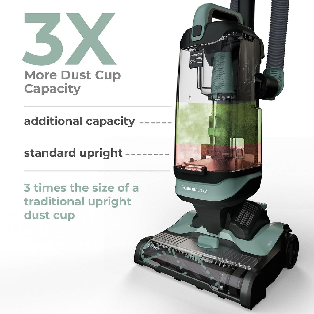 Kenmore DU1275 Featherlite Bagless Upright Vacuum Lightweight Carpet Cleaner with 4 Height Adjustment, Hair Eliminator Brushroll & 2 Cleaning Tools