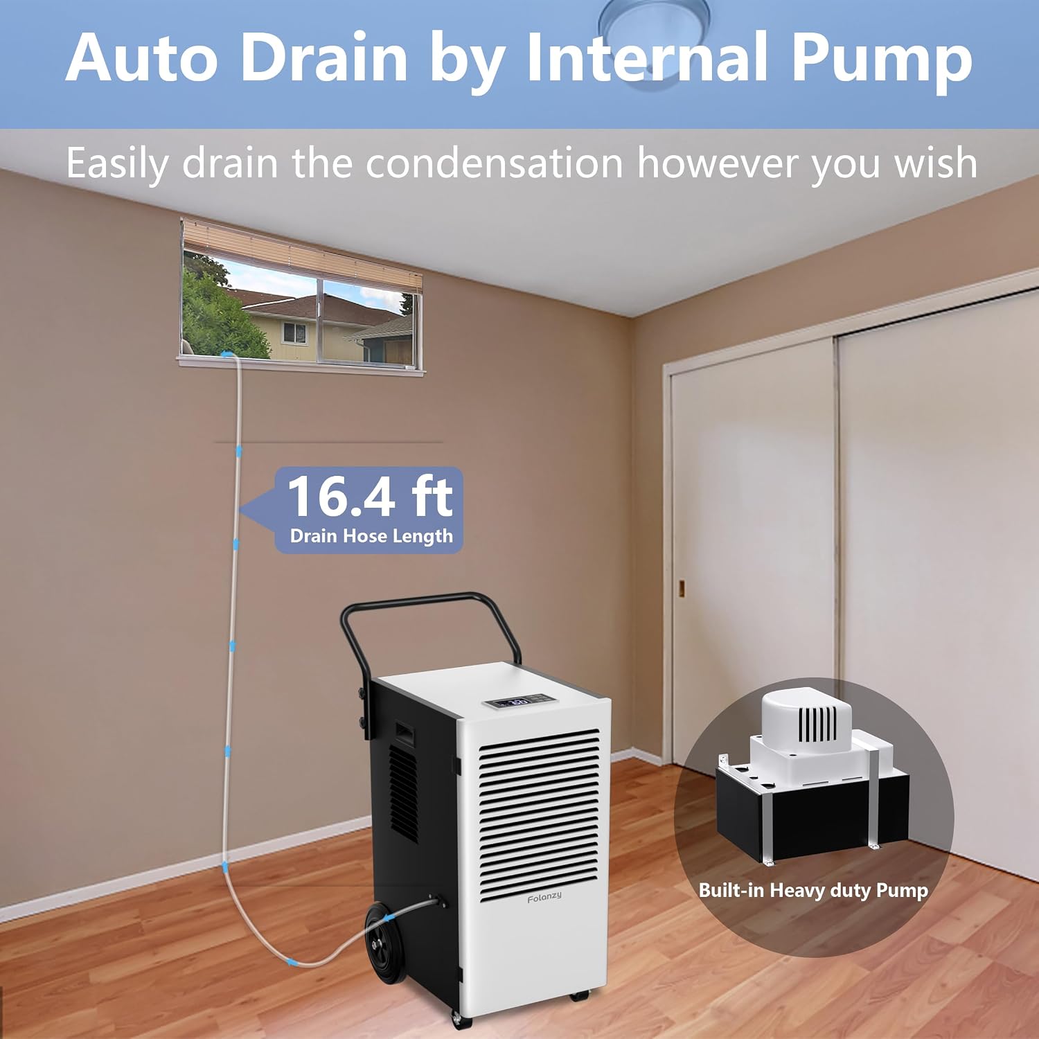 168 Pints Commercial Dehumidifier with Pump and Drain Hose for Basements Home and Large Spaces
