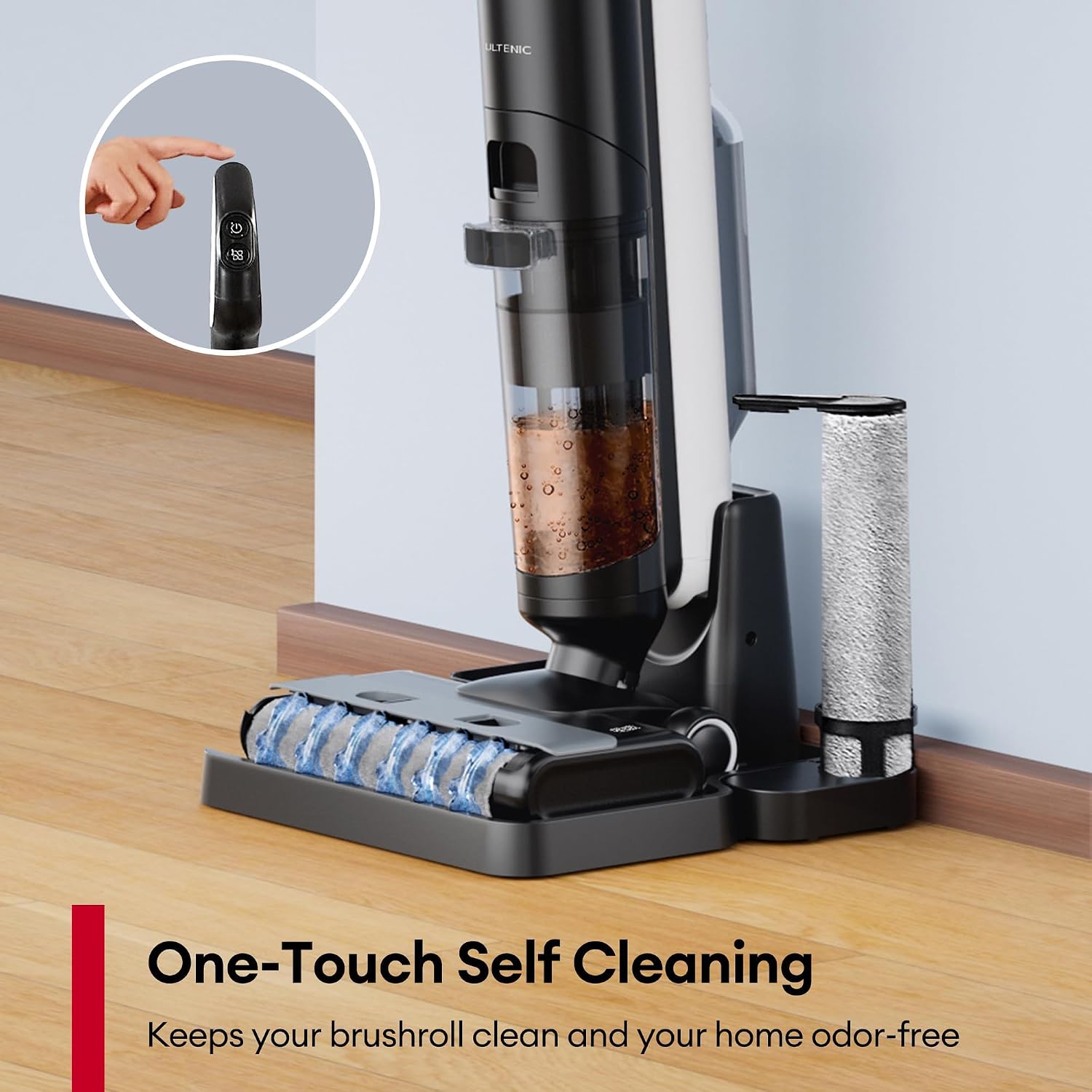 Ultenic Wet Dry Vacuum Cleaner, Cordless Vacuum Mop Combo with Self-Cleaning, 50min Runtime, Smart Mess Detection, Edge Cleaning, LED Display, 3-in-1 Floor Cleaner Machine for Hard Floor, Black＆White