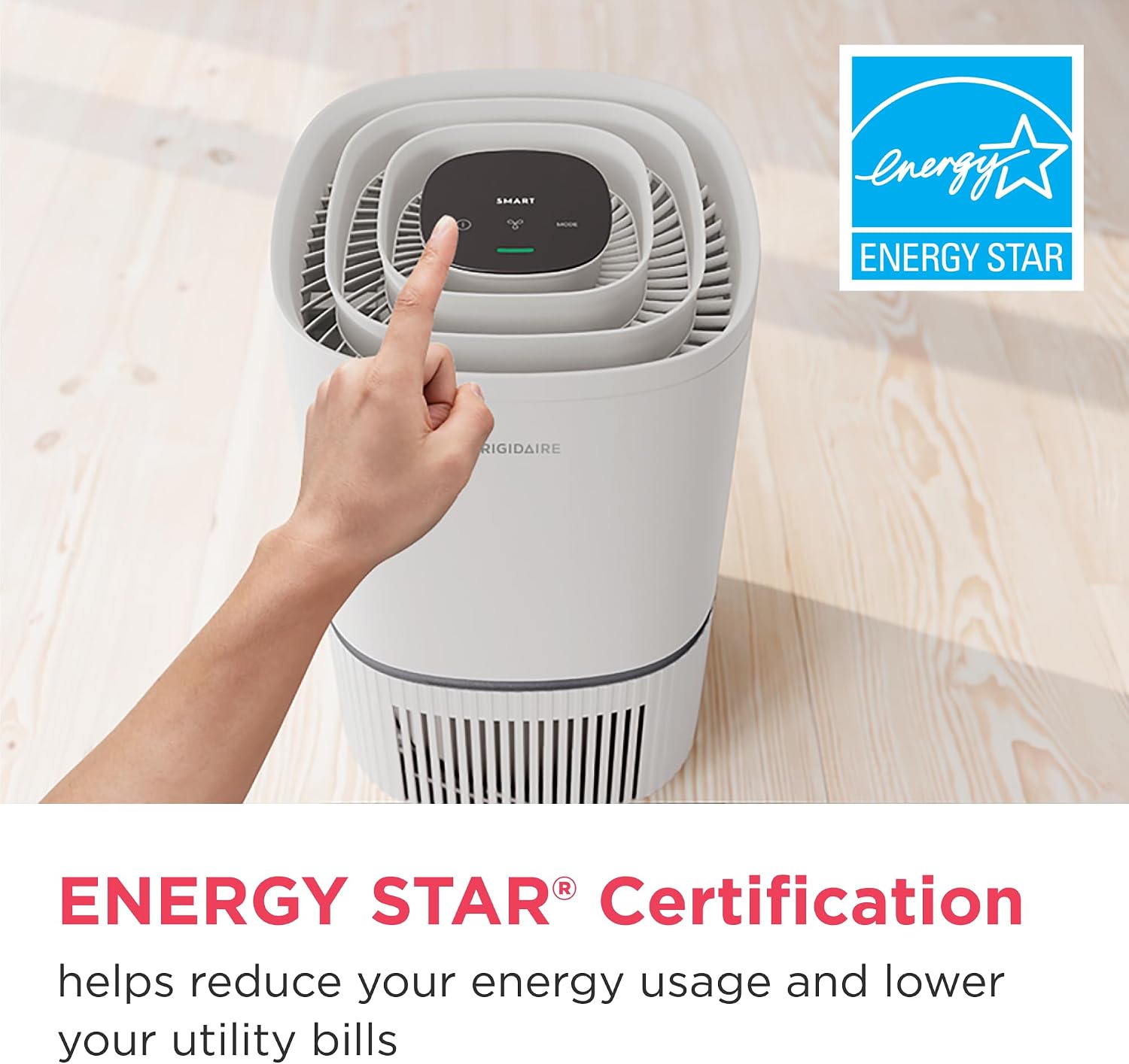 Frigidaire PureA300 HEPA Air Purifier with Wi-Fi for Small Bedrooms, Covers up to 850 Sq. Ft., 3-Stage Filtration, Energy Star Certification, Air Quality Monitoring, Smart Mode, Ultra Quiet, White