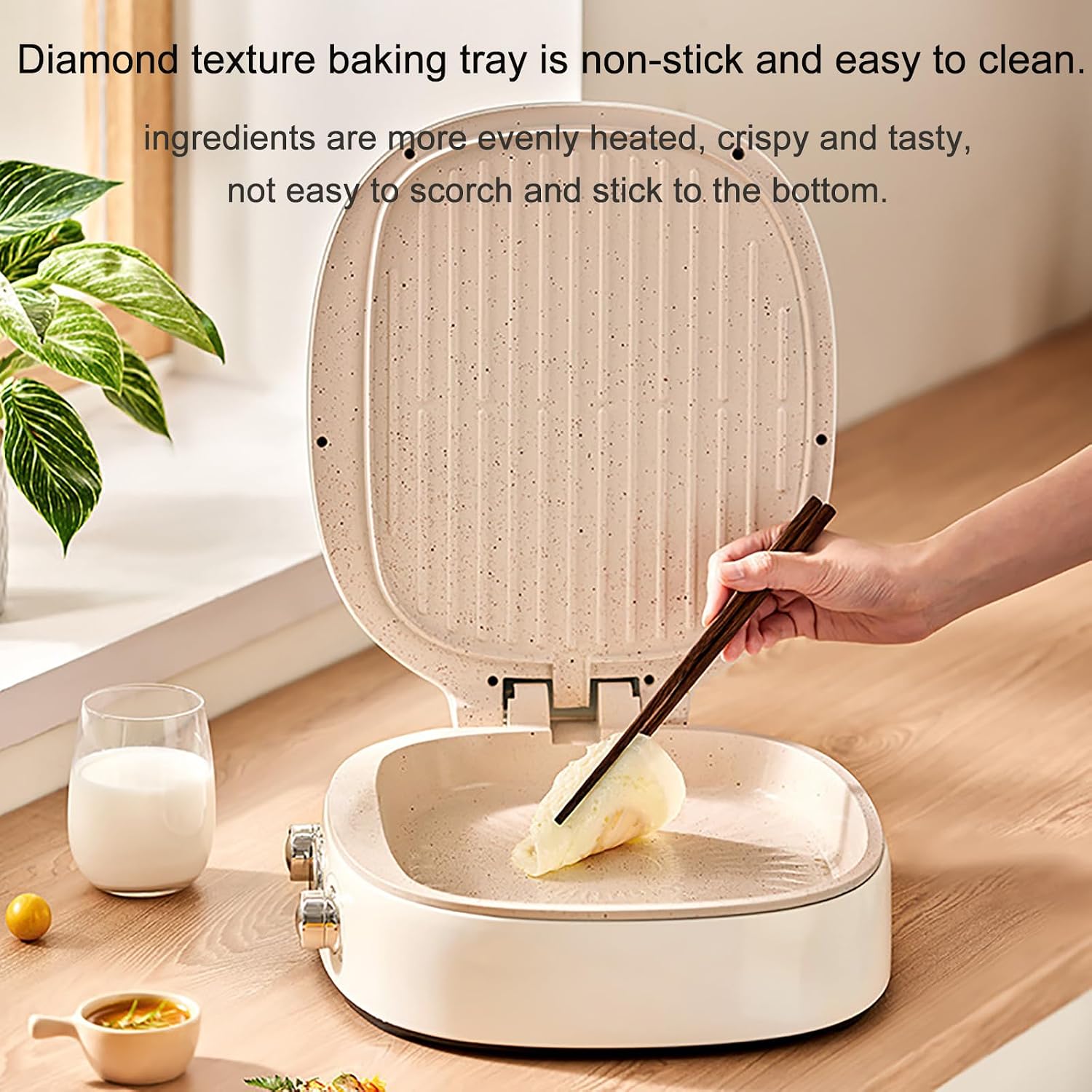 Stainless Steel Griddler, Electric Contact Grill,1400W Adjustable Temp Contro Electric Grill with Ceramic Non-Stick Coating Plate, Opens 180 Degrees, for Any Type or Size of Food