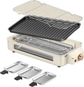 2-in-1 Electric Indoor Grill for Kitchen Use, Large Non-Stick Grill Pan with Removable Plates, Multi-Functional for Grilling, Baking, and Frying