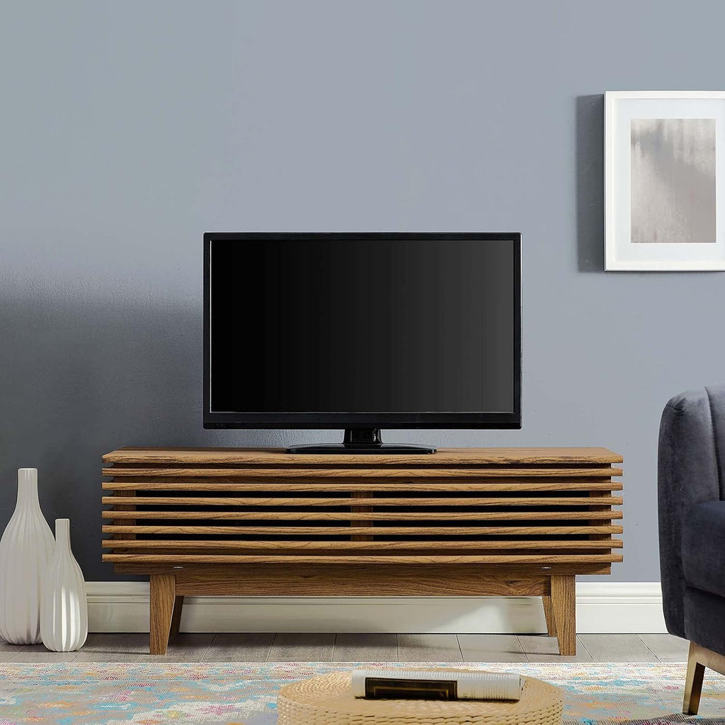 Modway Render 46' Mid-Century Modern Low Profile TV Stand in Walnut, 46 Inch