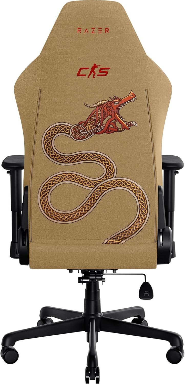 Razer Iskur V2 X Ergonomic Gaming Chair: Built-in Lumbar Support - Widened Seat - High Density Foam Cushions - Adjustable 152 Degree Recline - 2D Armrests - Plush Fabric - Counter Strike 2 Edition
