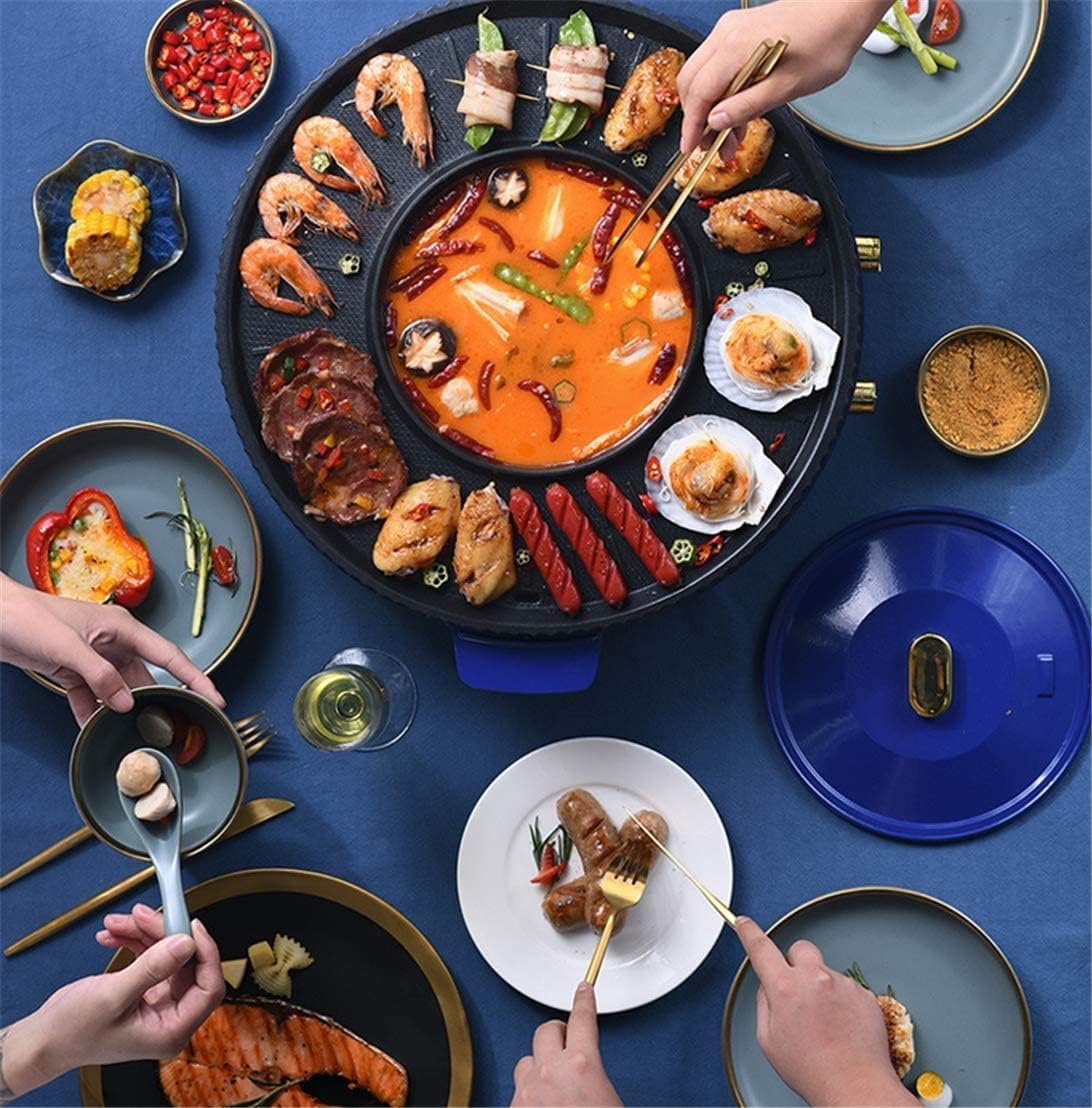 Multi-Function Electric Hot Pot Grill, 220 ℃ Constant Temperature Double Temperature Control Electric Grill, Indoor Teppanyaki, Used for Grilling Spaghetti Pot